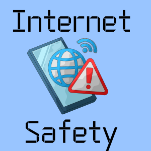 Cell phone with caution sign for internet safety