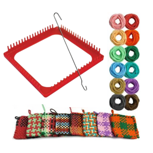 vintage loom and yarn loops