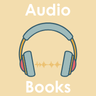 Graphics of a pair of headphones and an audio wave, with the words "Audio Books" around it.