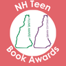 A circle with two outlines of the state of New Hampshire as the logo for the Flume and Isinglass Book Awards, with the words "NH Teen Book Awards" surrounding the graphics