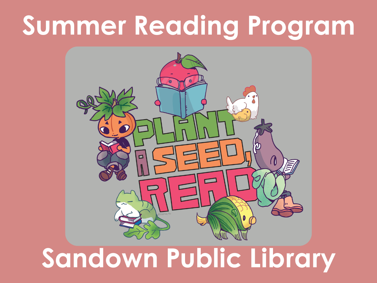 A variety of cartoon veggie animals are celebrating 2026's Summer Reading Program, Plant a Seed, Read!