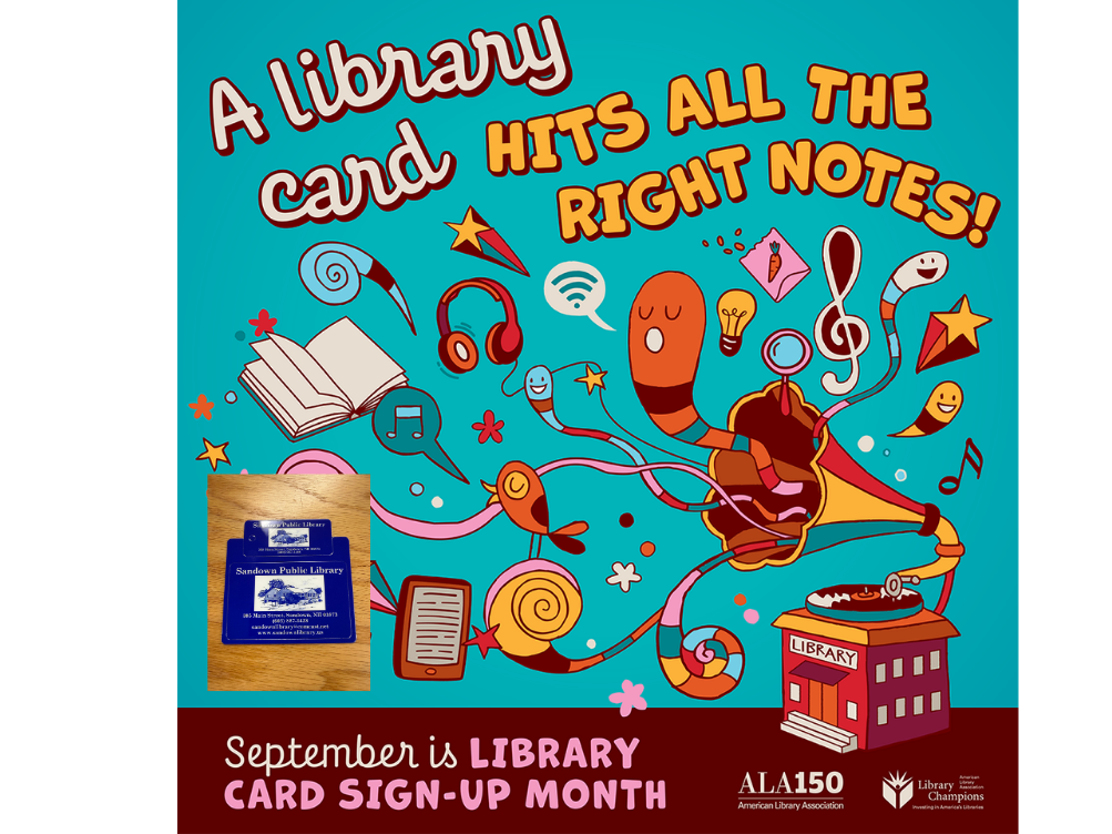 Library card sign up month poster