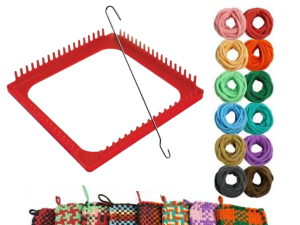vintage loom and yarn loops